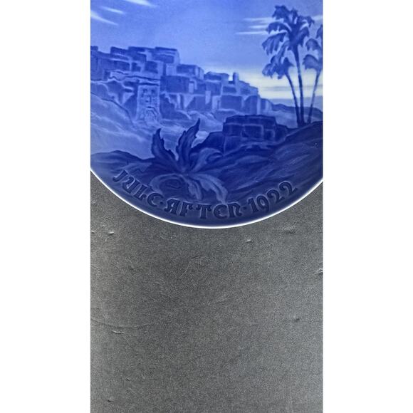 Vintage Bing & Grondahl B&G Jule-Aften 1922 Christmas Plate Denmark Blue Holiday - Picture 3 of 6